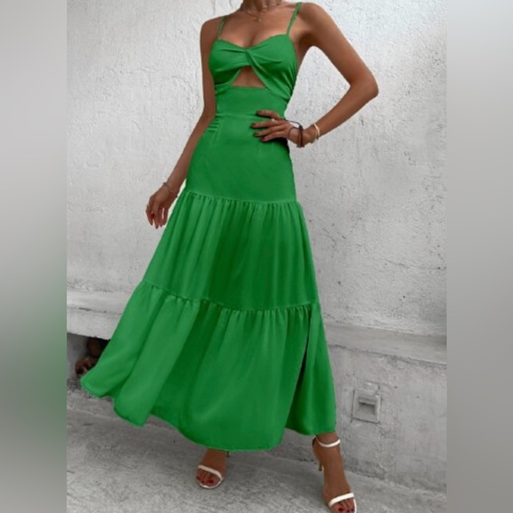 SHEIN Dresses & Skirts - SHEIN Vibrant Green Criss Cross Dress